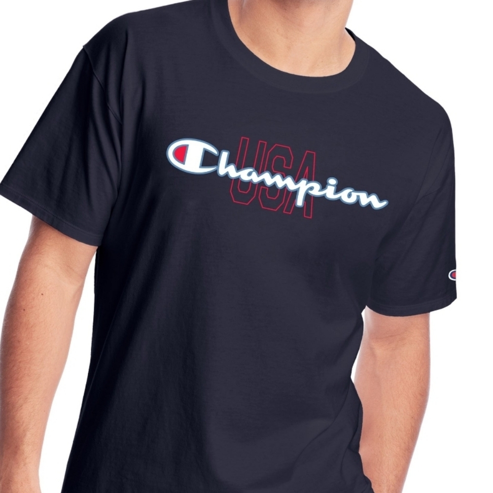 Champion Navy USA Logo T-Shirt